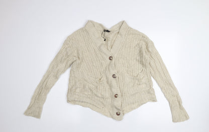 Boohoo Women’s Beige Chunky Knit V-Neck Cardigan Size S