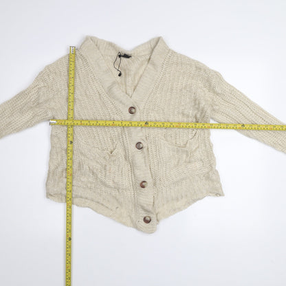 Boohoo Women’s Beige Chunky Knit V-Neck Cardigan Size S