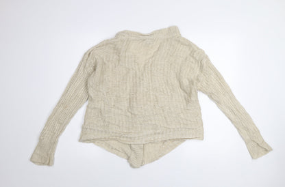 Boohoo Women’s Beige Chunky Knit V-Neck Cardigan Size S