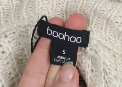 Boohoo Women’s Beige Chunky Knit V-Neck Cardigan Size S