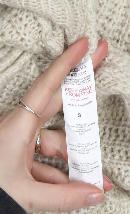 Boohoo Women’s Beige Chunky Knit V-Neck Cardigan Size S