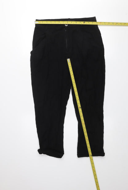 Womens UK Size M Zara Regular Fit Cropped Black Trousers