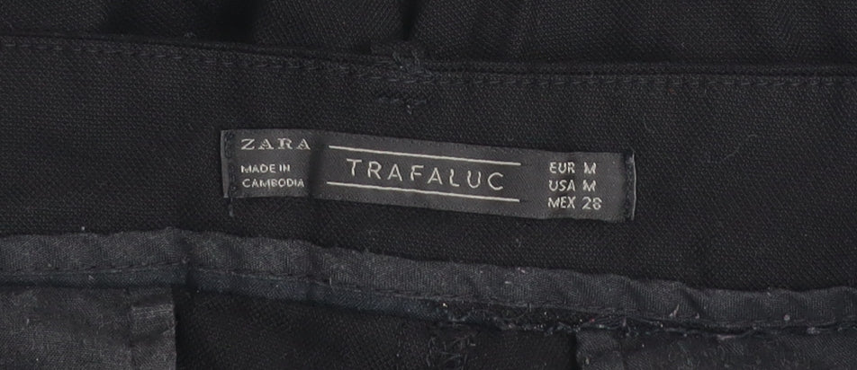 Womens UK Size M Zara Regular Fit Cropped Black Trousers