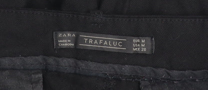 Womens UK Size M Zara Regular Fit Cropped Black Trousers