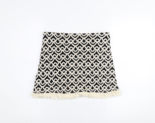 Primark Women’s Black Lace Fringe Short Pencil Skirt Size S