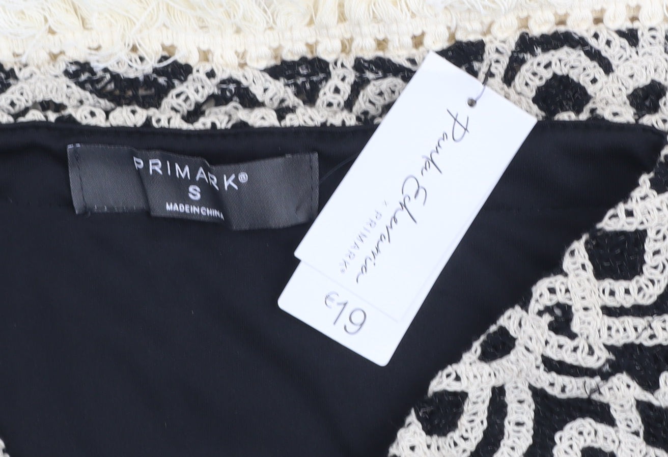 Primark Women’s Black Lace Fringe Short Pencil Skirt Size S