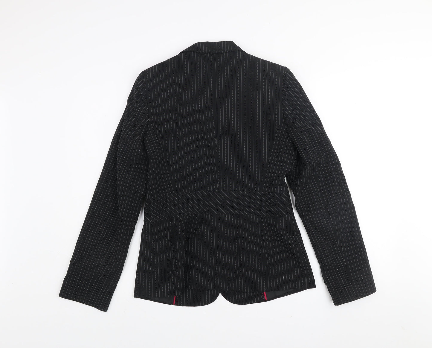 New Look Women Black Pinstripe Blazer UK 12 Regular Fit Single Button