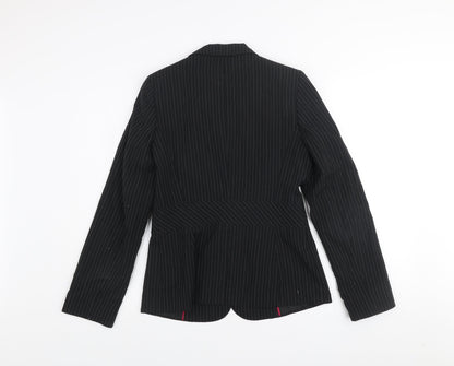 New Look Women Black Pinstripe Blazer UK 12 Regular Fit Single Button