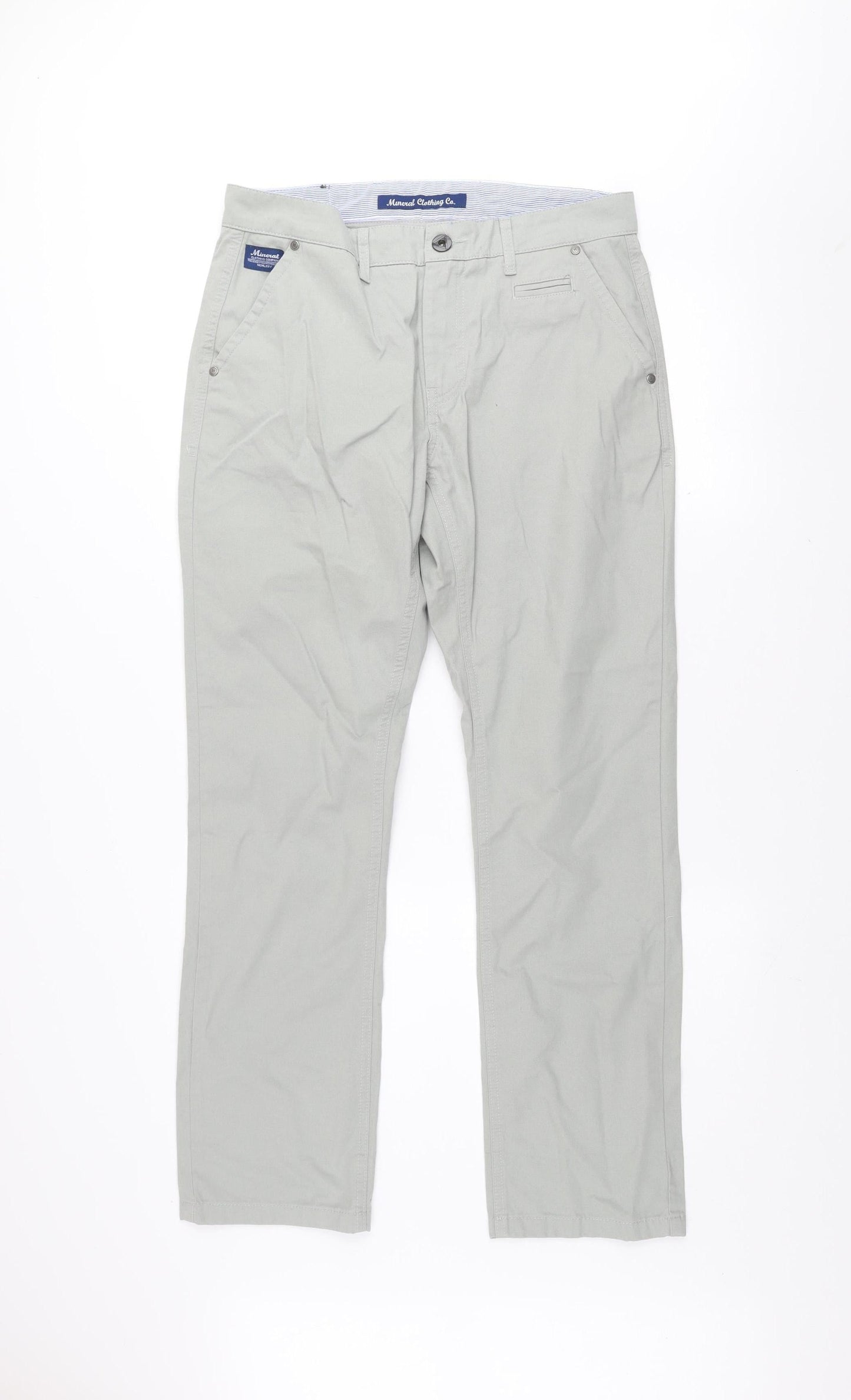 Mineral Clothing Co. Men's Grey Chino Trousers Size 32 Regular Cotton