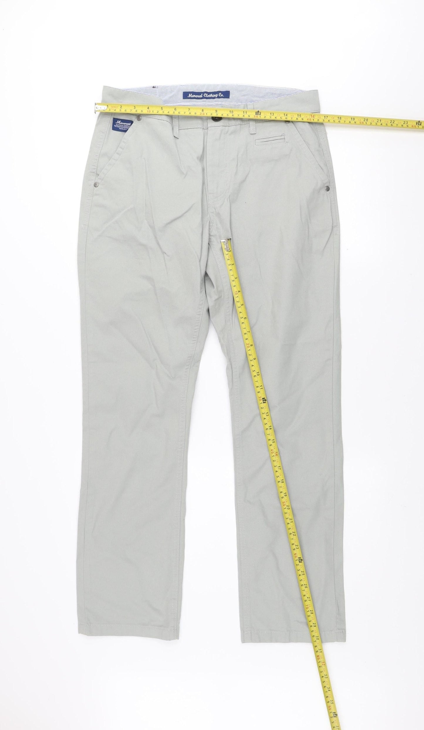 Mineral Clothing Co. Men's Grey Chino Trousers Size 32 Regular Cotton