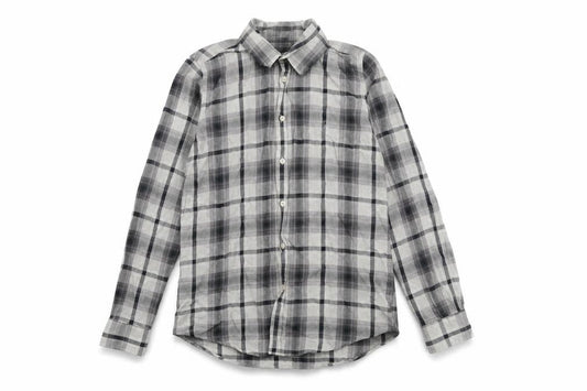 6th Sense Men's Grey Checked Cotton Long Sleeve Button-Up Shirt M
