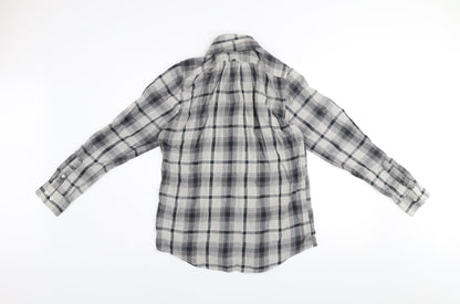 6th Sense Men's Grey Checked Cotton Long Sleeve Button-Up Shirt M