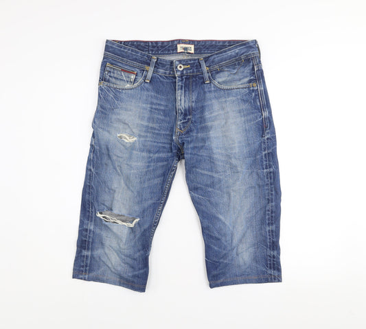 Hilfiger Denim Men's Blue Distressed Denim Shorts Size 32
