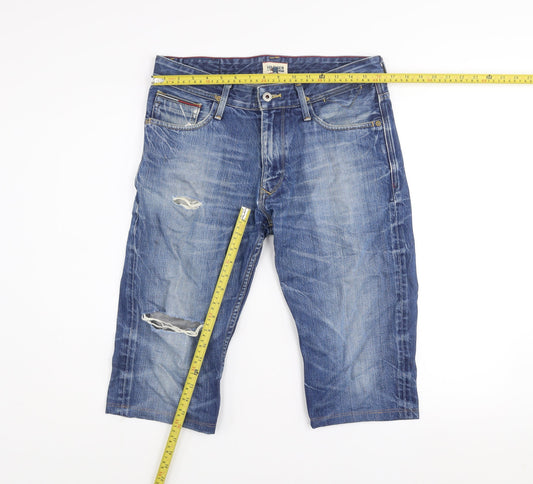 Hilfiger Denim Men's Blue Distressed Denim Shorts Size 32