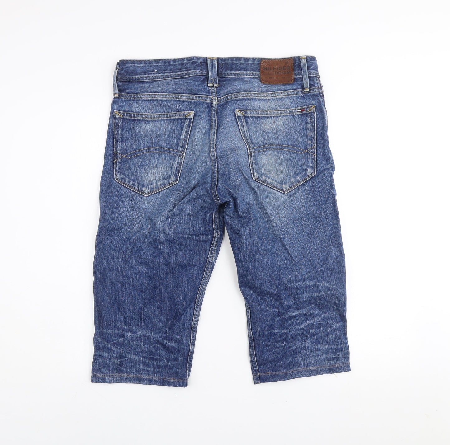 Hilfiger Denim Men's Blue Distressed Denim Shorts Size 32