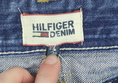 Hilfiger Denim Men's Blue Distressed Denim Shorts Size 32