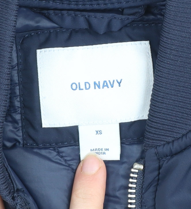Mens UK Size XS Old Navy Blue Bomber Jacket
