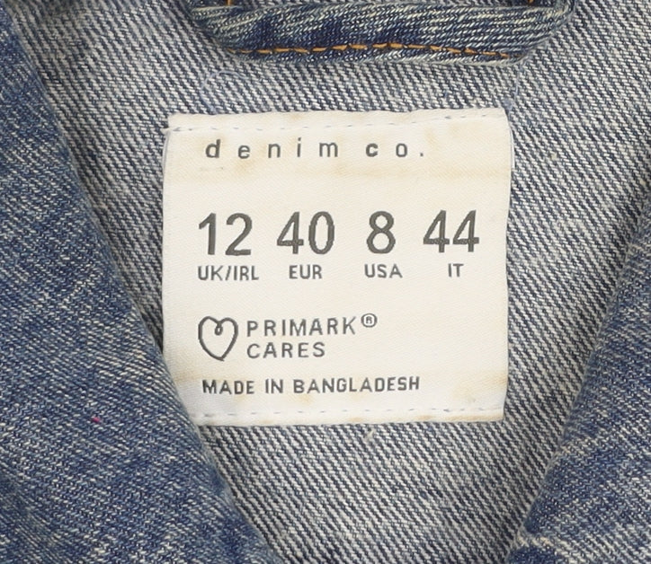Primark Women’s Blue Cropped Denim Jacket Size 12 Distressed Style