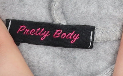 Womens UK Size S/M Pretty Body Grey Pullover Hoodie
