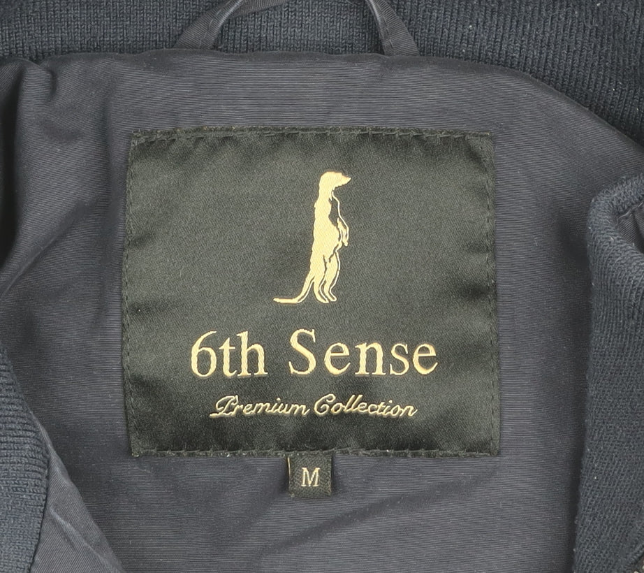 6th Sense Men's Blue Bomber Jacket Size M Regular Fit Full Zip