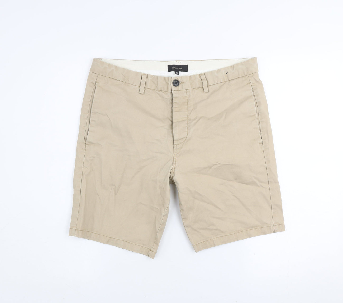 River Island Men's Beige Chino Shorts Size 32 Regular Fit