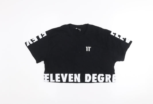 Womens UK Size 6 11 degrees Black Cropped T-Shirt