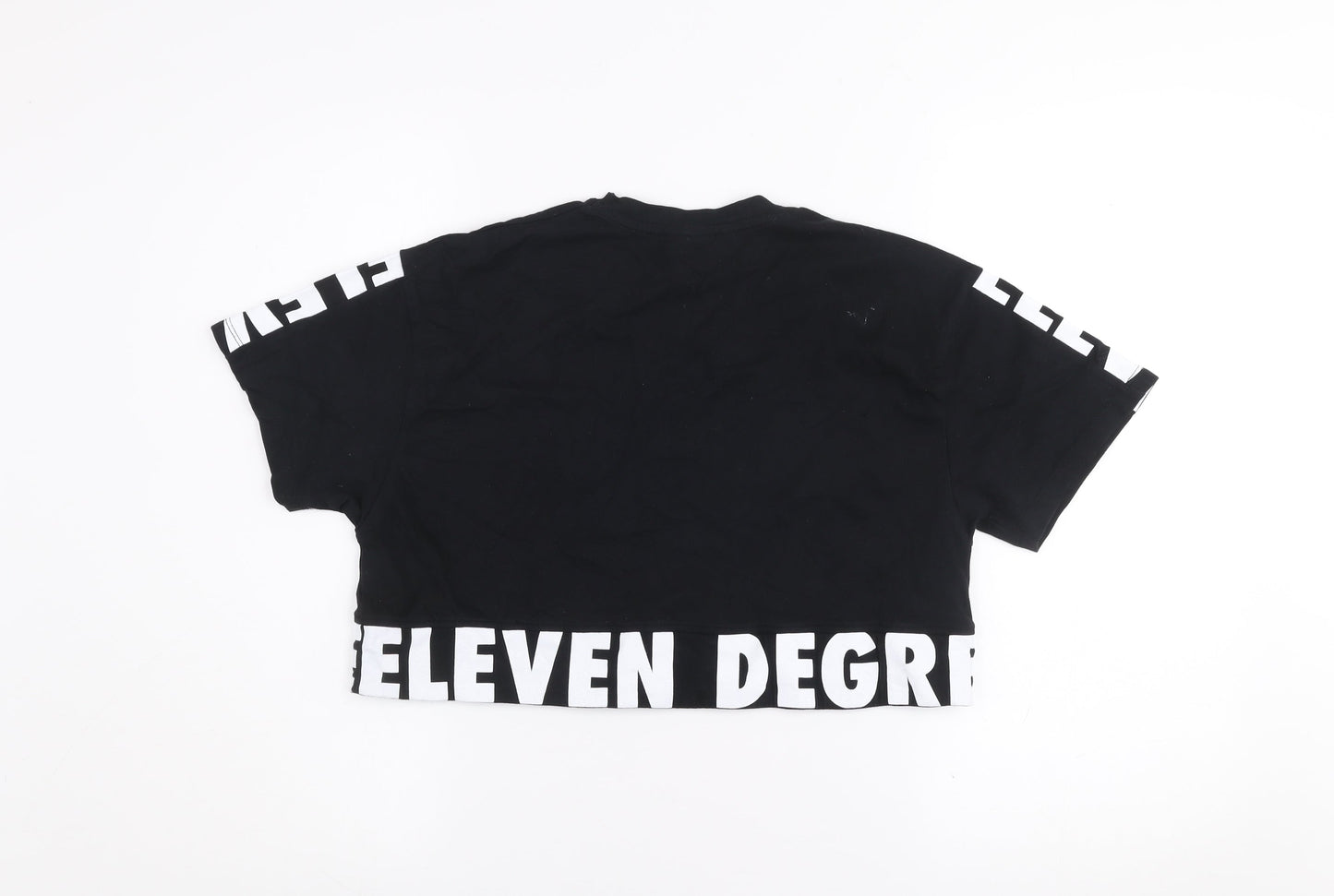 Womens UK Size 6 11 degrees Black Cropped T-Shirt