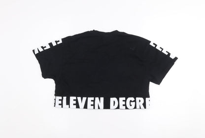 Womens UK Size 6 11 degrees Black Cropped T-Shirt