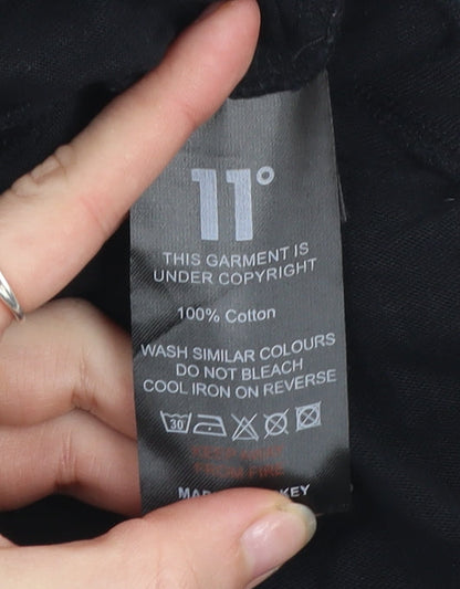 Womens UK Size 6 11 degrees Black Cropped T-Shirt