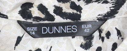 Dunnes Women Beige Leopard Print Midi Shirt Dress Size 14