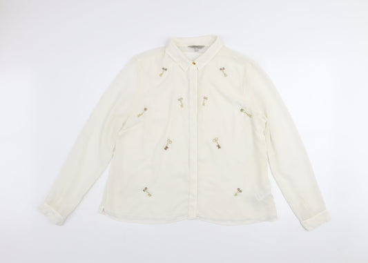Womens UK Size 16 Marks and Spencer Ivory Basic Blouse