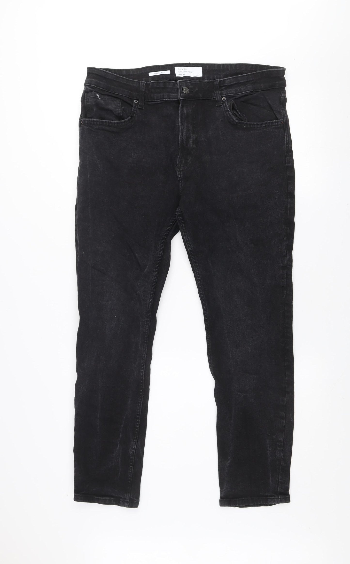 Bershka Men's Black Slim Straight Denim Jeans Size 36