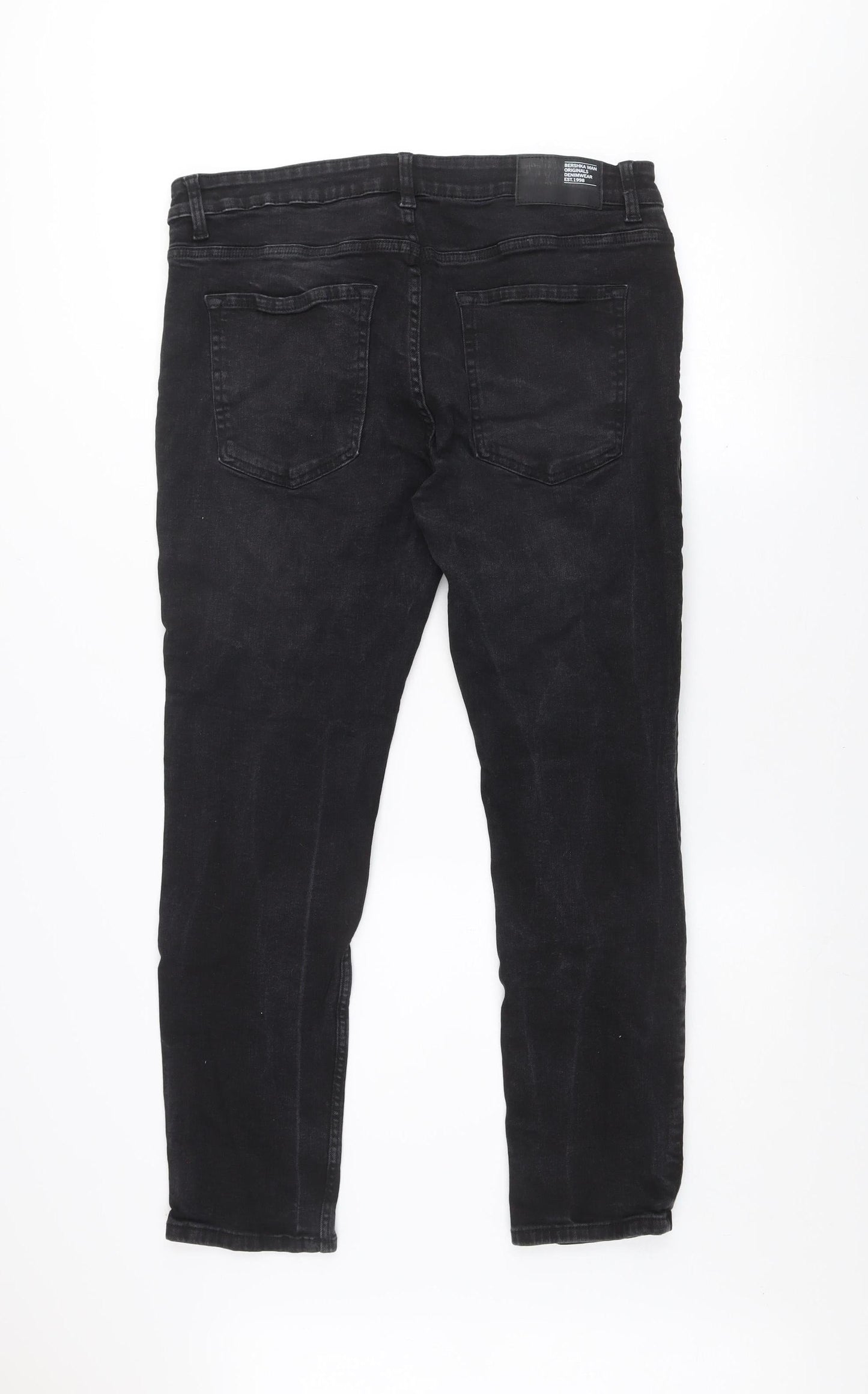 Bershka Men's Black Slim Straight Denim Jeans Size 36