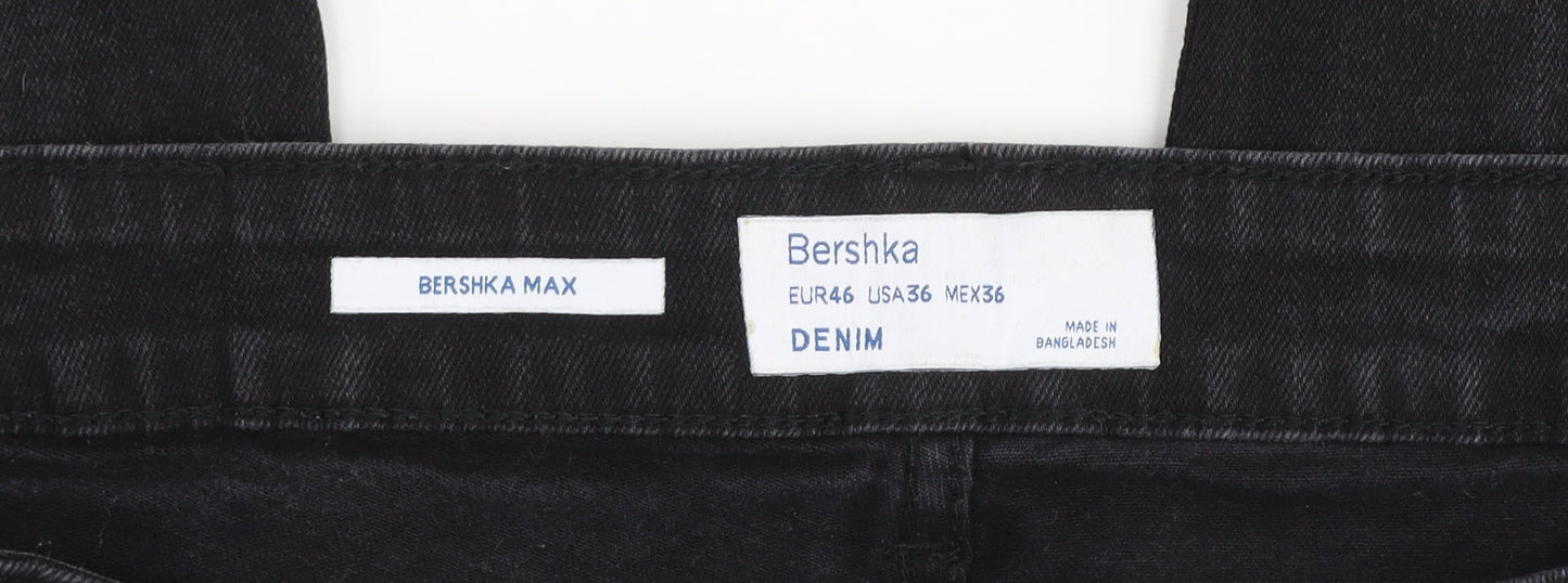 Bershka Men's Black Slim Straight Denim Jeans Size 36