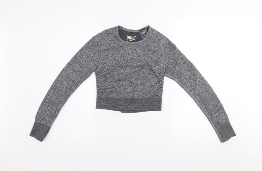 Everlast Womens Grey Cropped Long Sleeve Gym Top Size 10