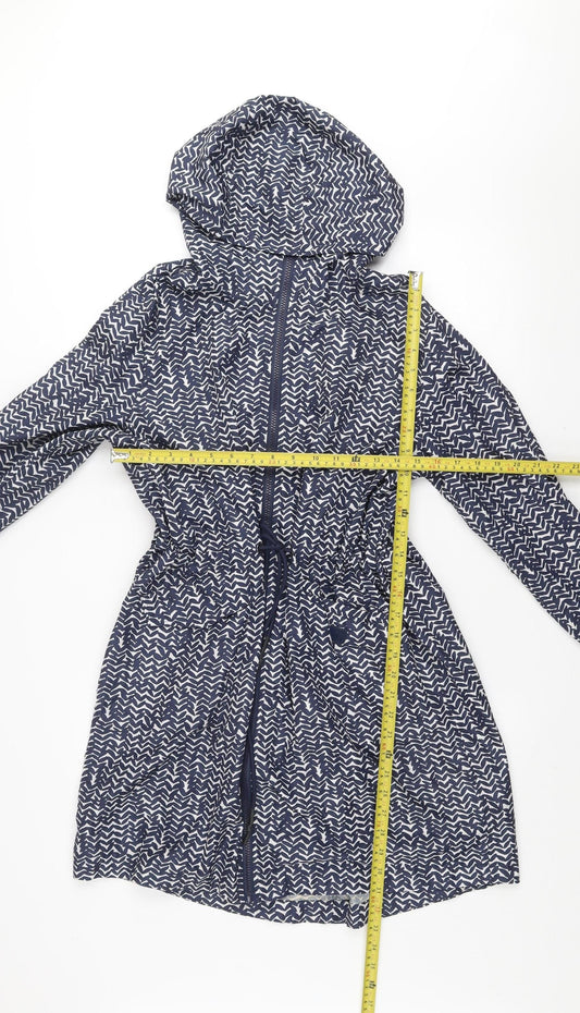 Dunnes Womens Blue Geometric Hooded Lightweight Rain Coat Jacket M