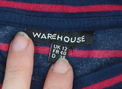 Womens UK Size 12 Warehouse Blue Basic T-Shirt