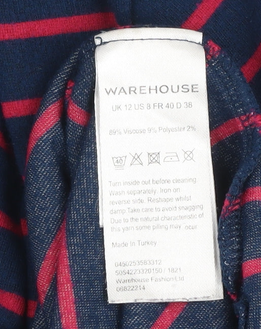 Womens UK Size 12 Warehouse Blue Basic T-Shirt