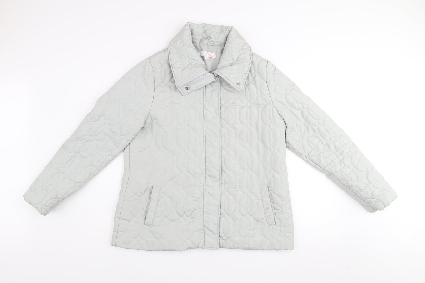 Julipa Womens Grey Quilted Mid-Length Jacket Size 12