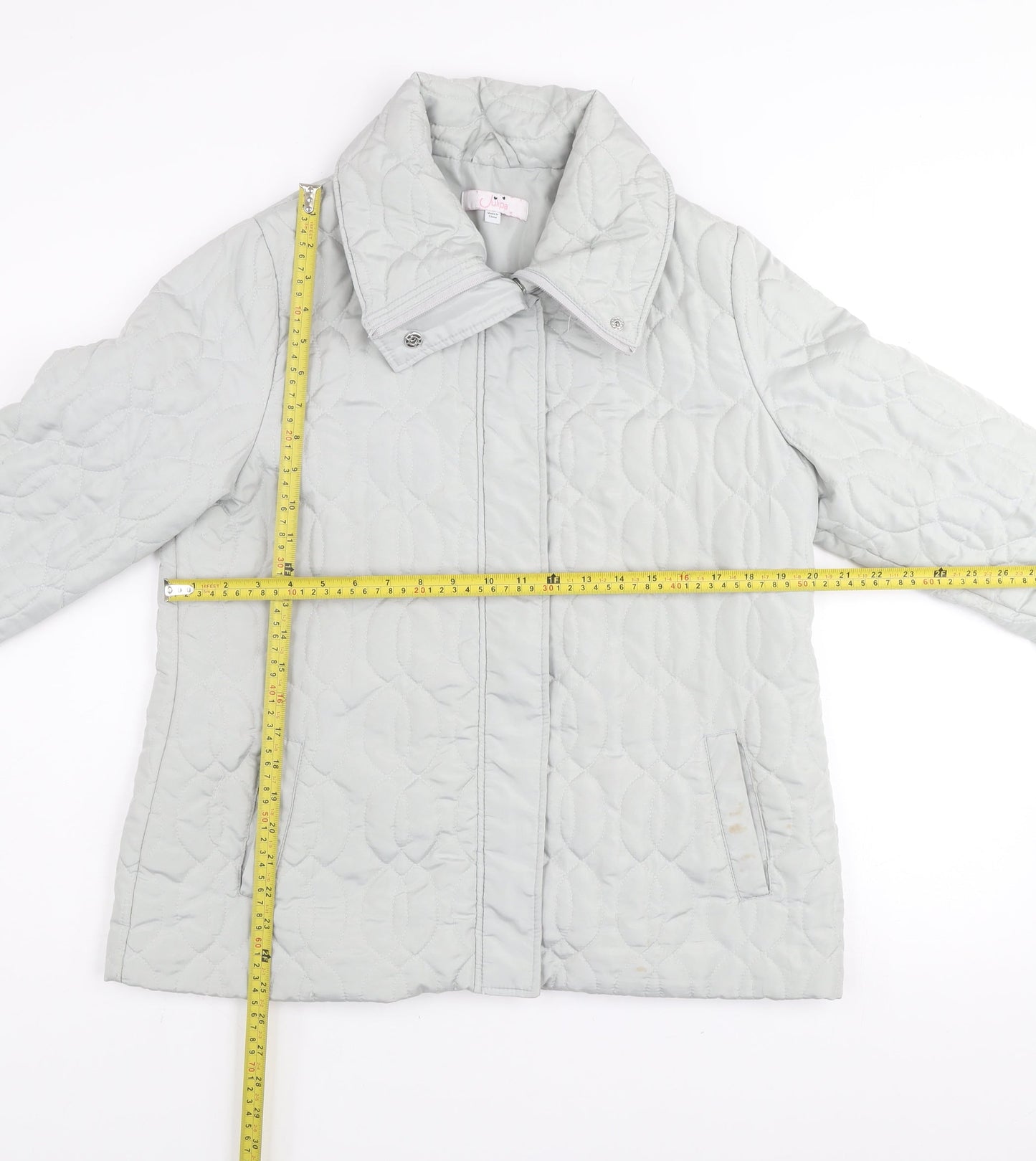 Julipa Womens Grey Quilted Mid-Length Jacket Size 12