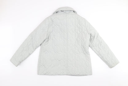 Julipa Womens Grey Quilted Mid-Length Jacket Size 12
