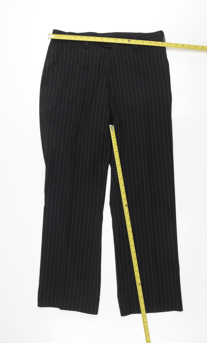 Remus Uomo Men's Black Pinstripe Wool Dress Trousers 40R
