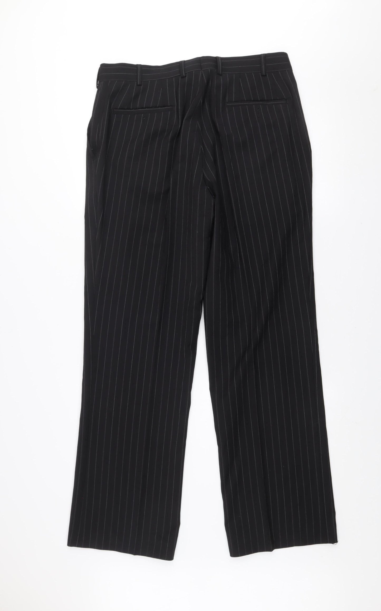 Remus Uomo Men's Black Pinstripe Wool Dress Trousers 40R