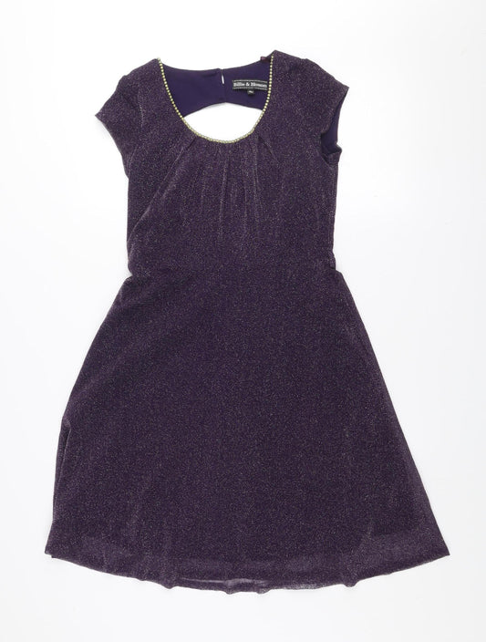 Dorothy Perkins Women’s Purple Beaded A-Line Party Dress Size 10