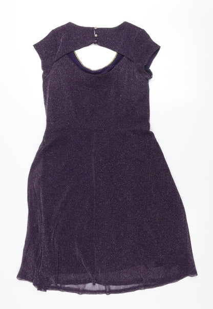 Dorothy Perkins Women’s Purple Beaded A-Line Party Dress Size 10