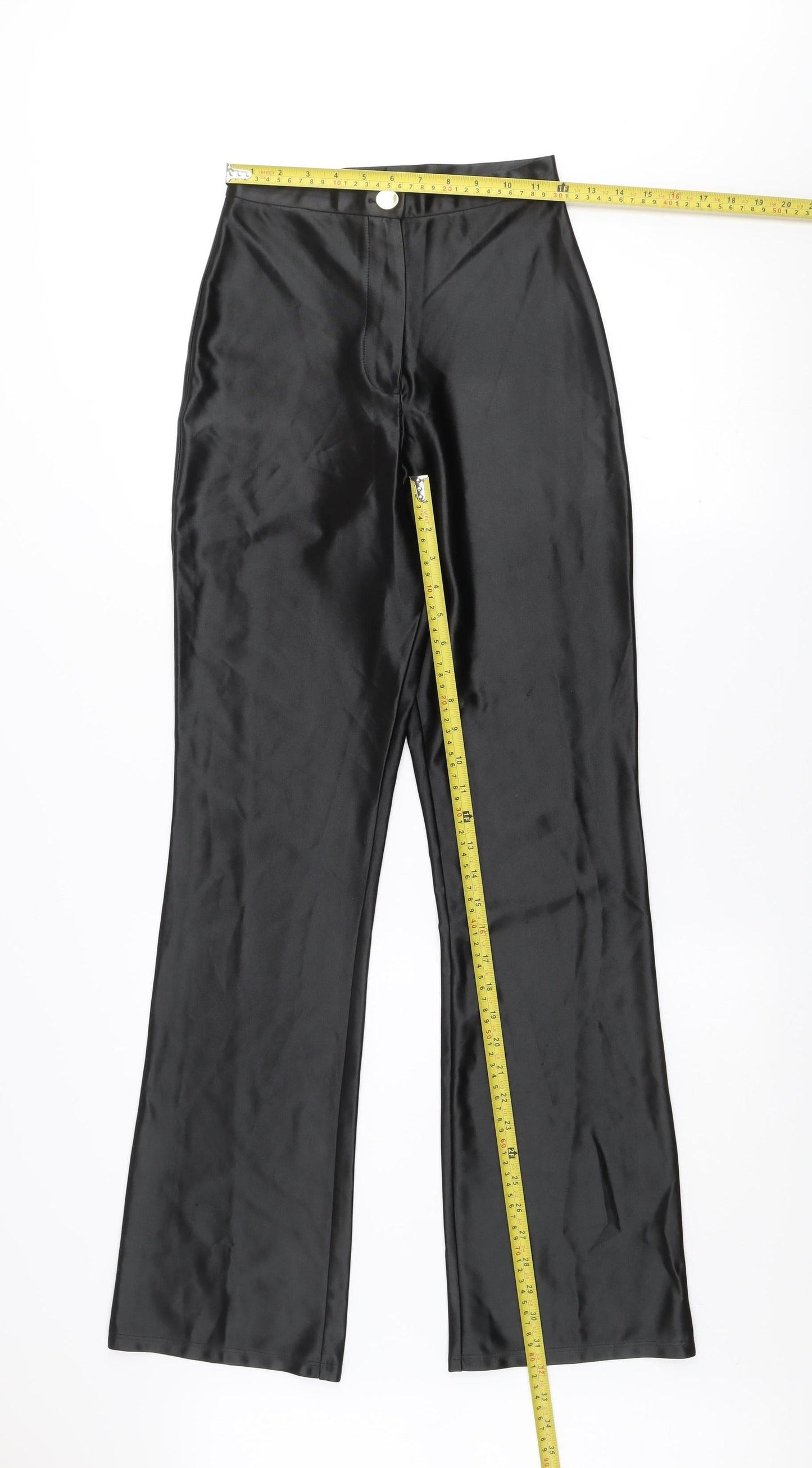 ASOS DESIGN Women’s Black Satin Flared High Waist Trousers UK 6