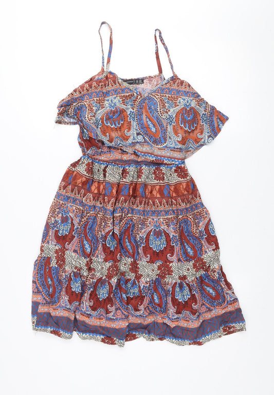 Atmosphere Womens Multicoloured Paisley Slip Dress Size 8 Boho Summer