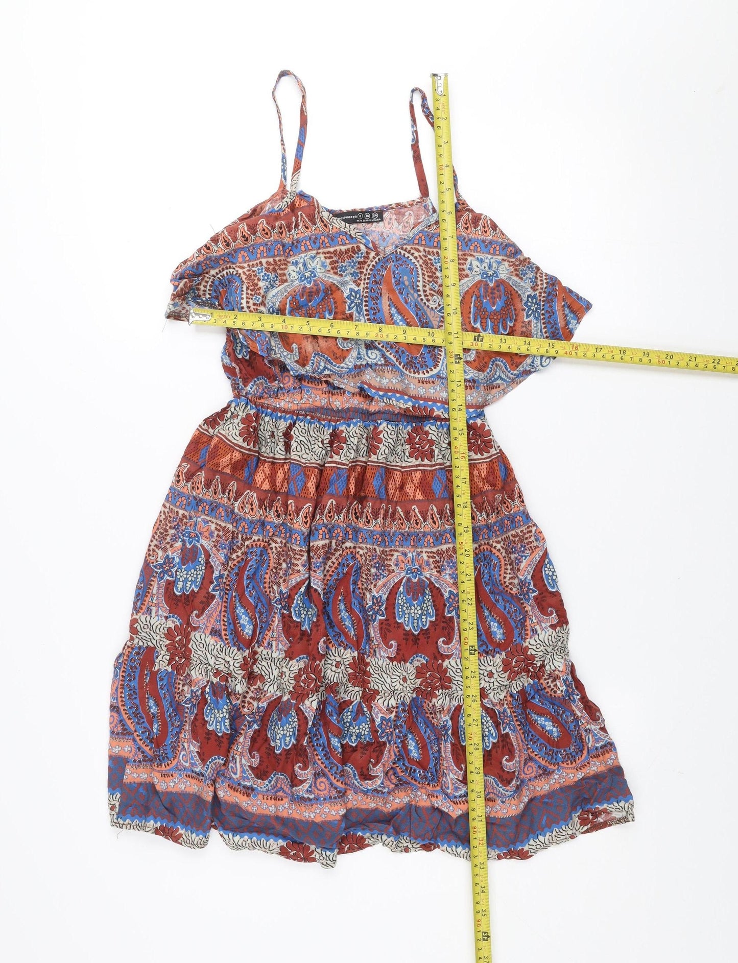 Atmosphere Womens Multicoloured Paisley Slip Dress Size 8 Boho Summer