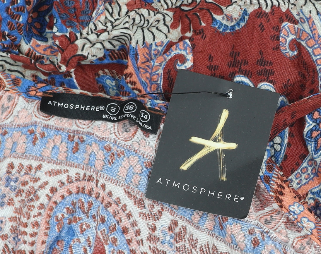 Atmosphere Womens Multicoloured Paisley Slip Dress Size 8 Boho Summer