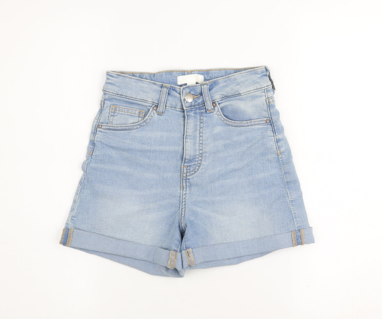 H&M Women’s Blue Denim High Rise Cuffed Shorts Size 6